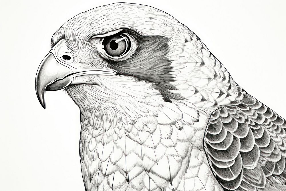 Peregrine falcon illustrated drawing sketch.