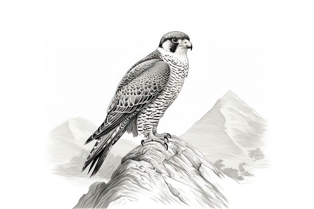 Peregrine falcon illustrated accipiter drawing.