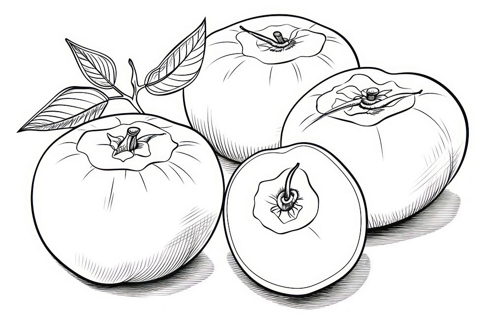 Persimmon illustrated drawing produce.