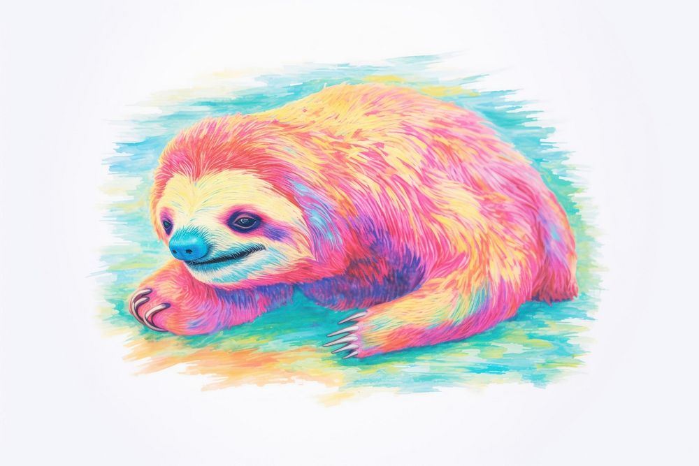Sloth drawing illustrated painting.