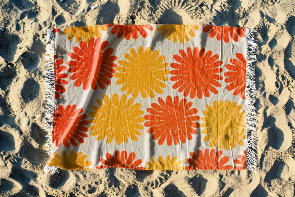 Orange floral beach towel