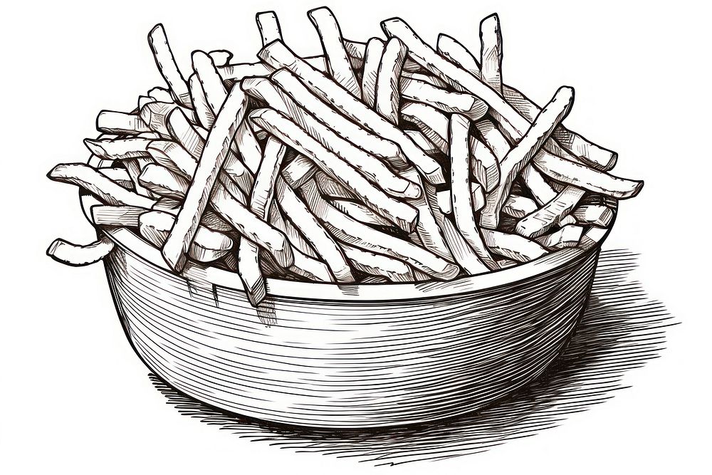 French fries art illustrated drawing.