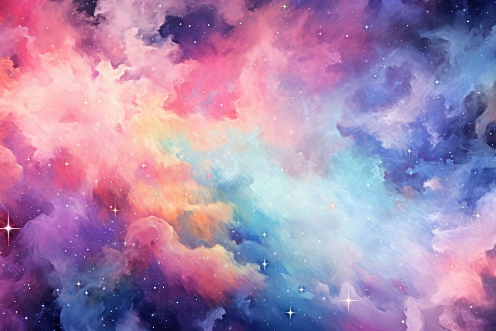 Rainbow pastel galaxy nebula astronomy universe canvas.