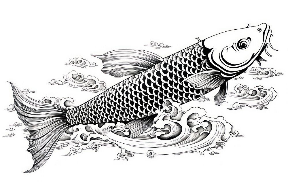 Koi art illustrated seafood.