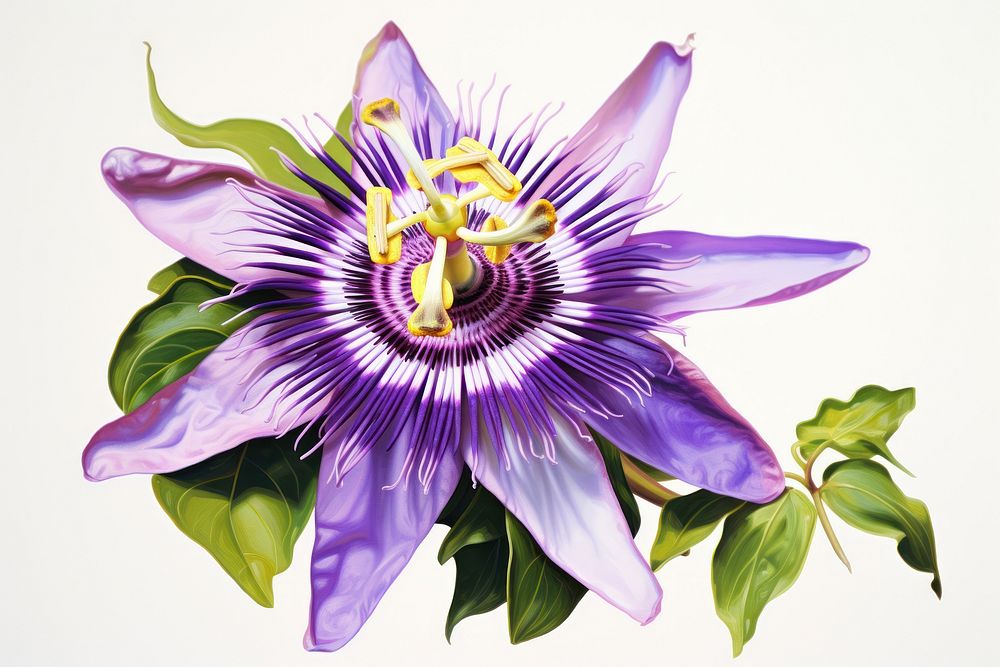 Passion flower blossom anther purple.