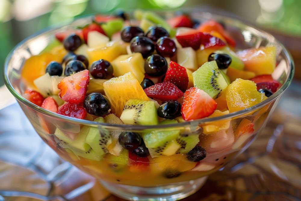 Fruit salad recipe blueberry produce plate.