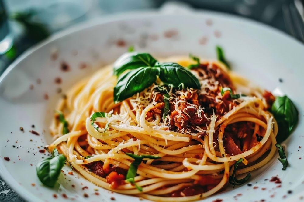 Spaghetti recipe pasta plate food.