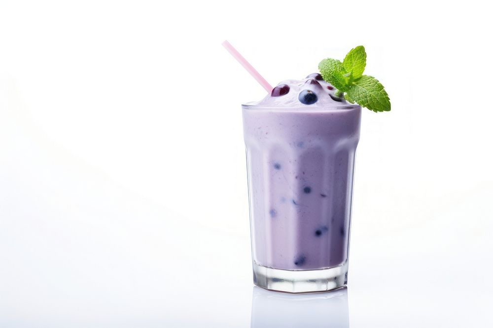 Smoothie blueberry milkshake beverage bottle.