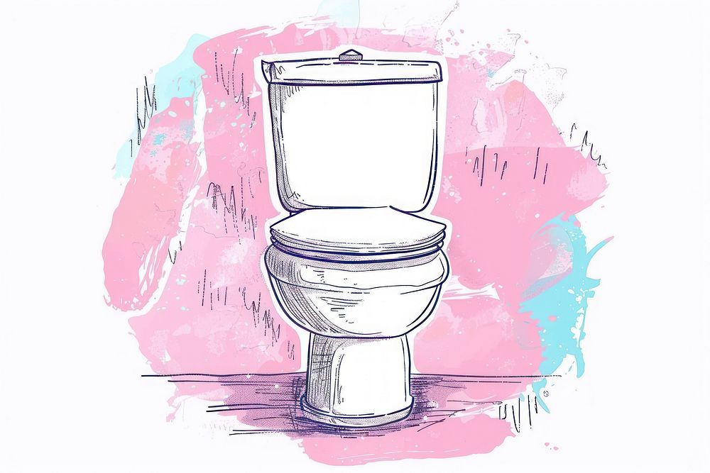 Toilet art illustrated bathroom.