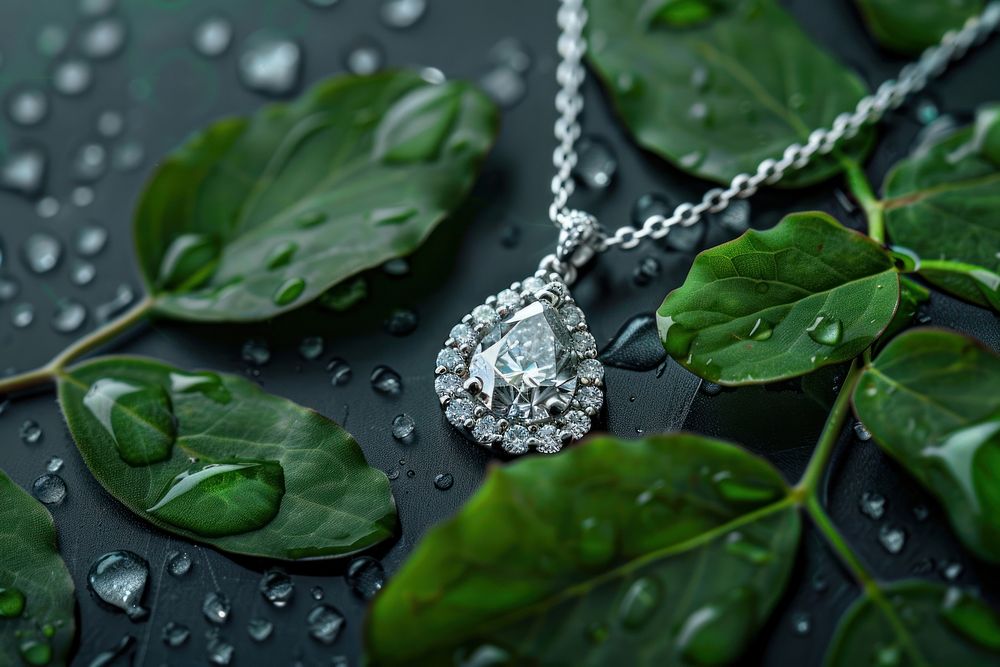 Elegant white gold pendant with a pear-shaped diamond jewelry accessories accessory.