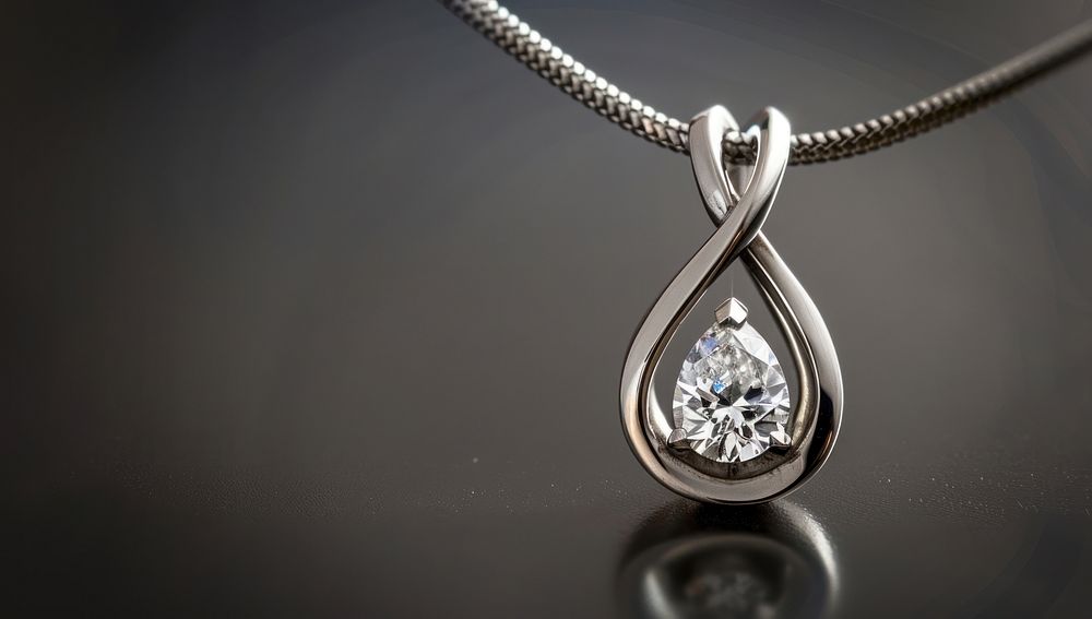 Elegant white gold pendant with a pear-shaped diamond jewelry accessories accessory.