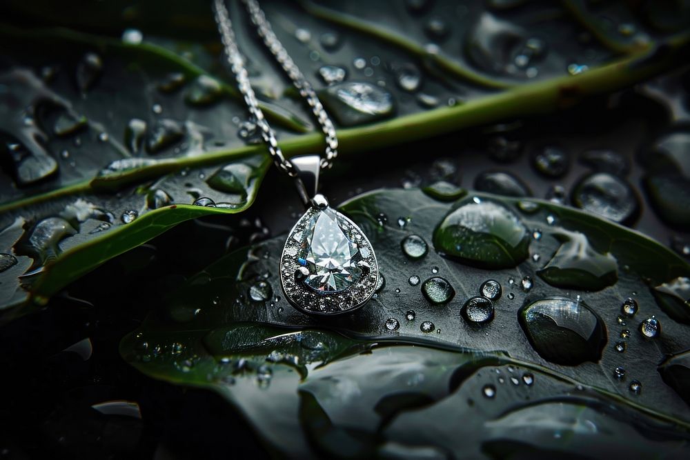 Elegant white gold pendant with a pear-shaped diamond jewelry droplet accessories.