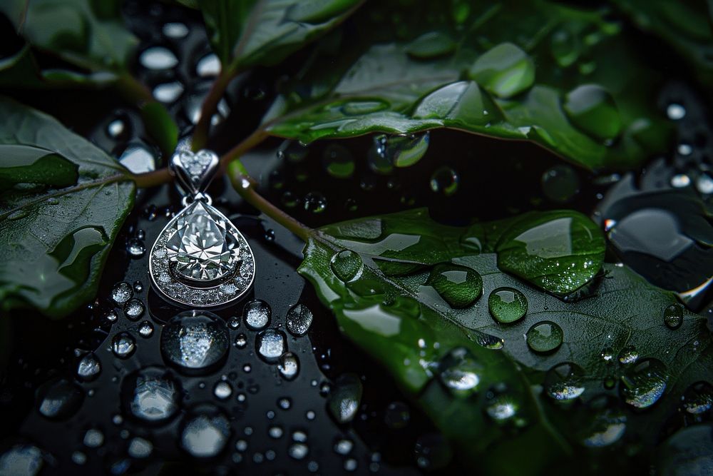 Elegant white gold pendant with a pear-shaped diamond droplet jewelry water.