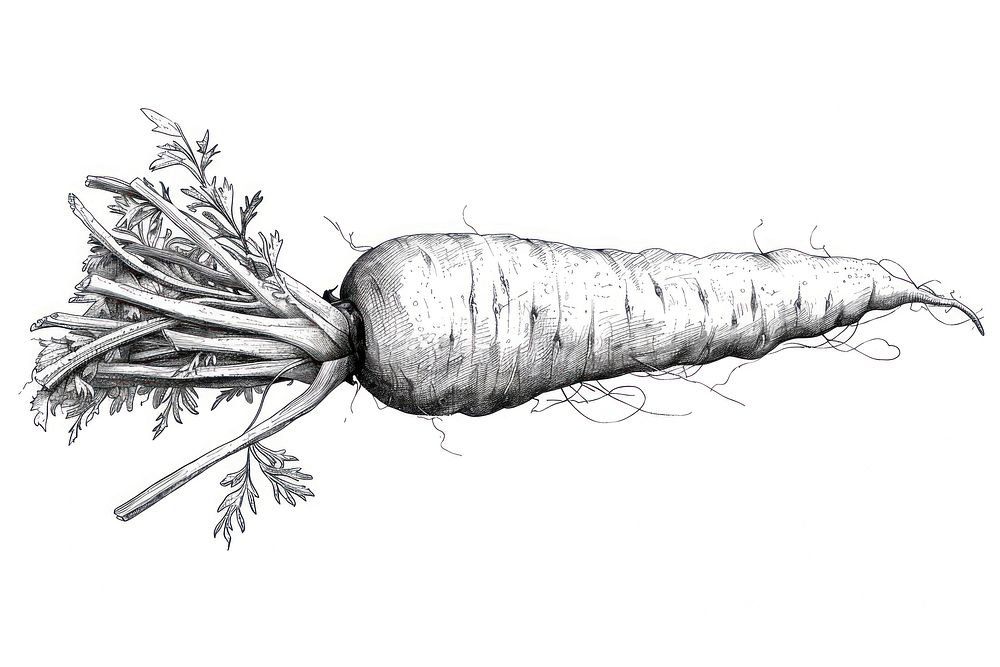 Carrot drawing illustrated vegetable.