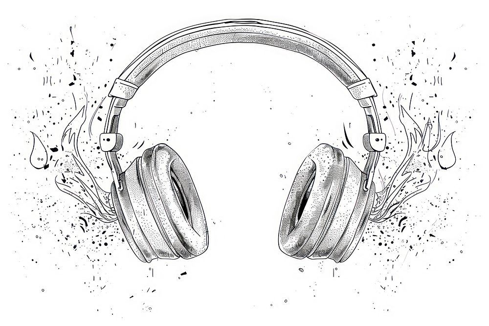 Wireless headphones drawing electronics illustrated.