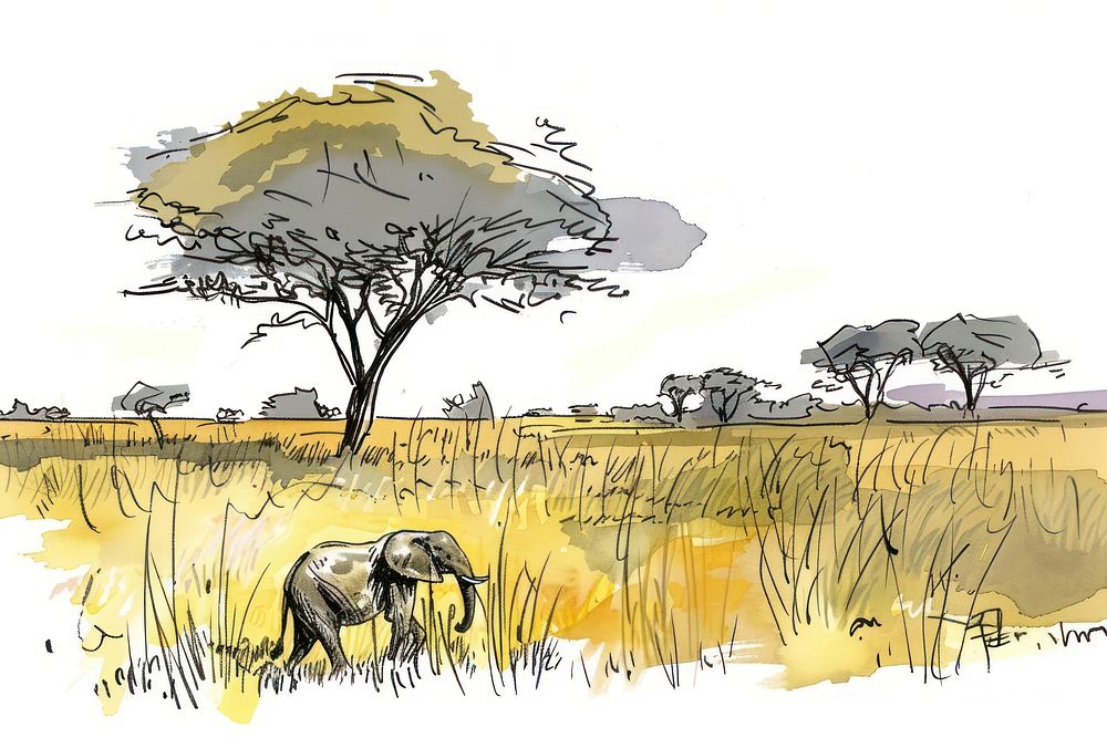 Africa safari art grassland outdoors.