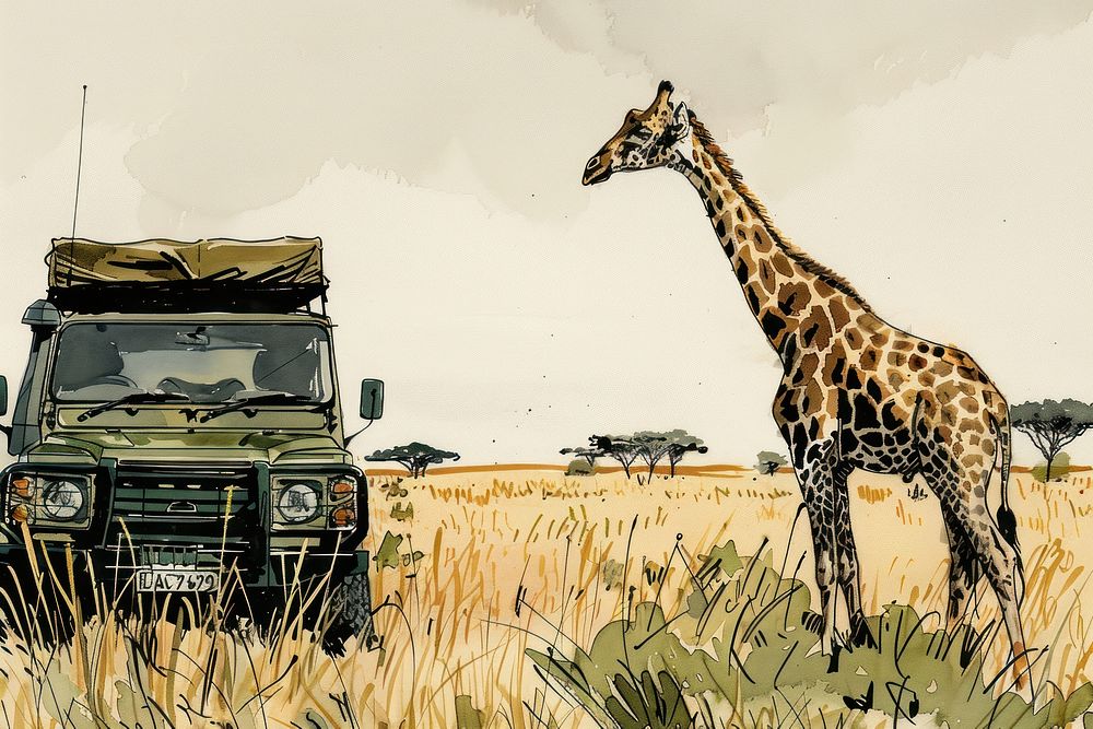 Africa safari transportation outdoors wildlife.
