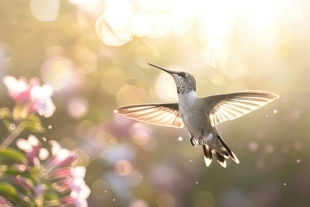 Hummingbird flying medication outdoors animal.