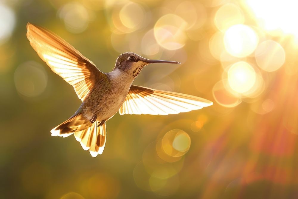 Hummingbird flying outdoors animal.