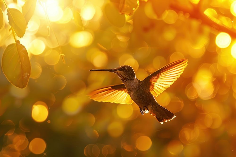 Hummingbird flying outdoors animal.