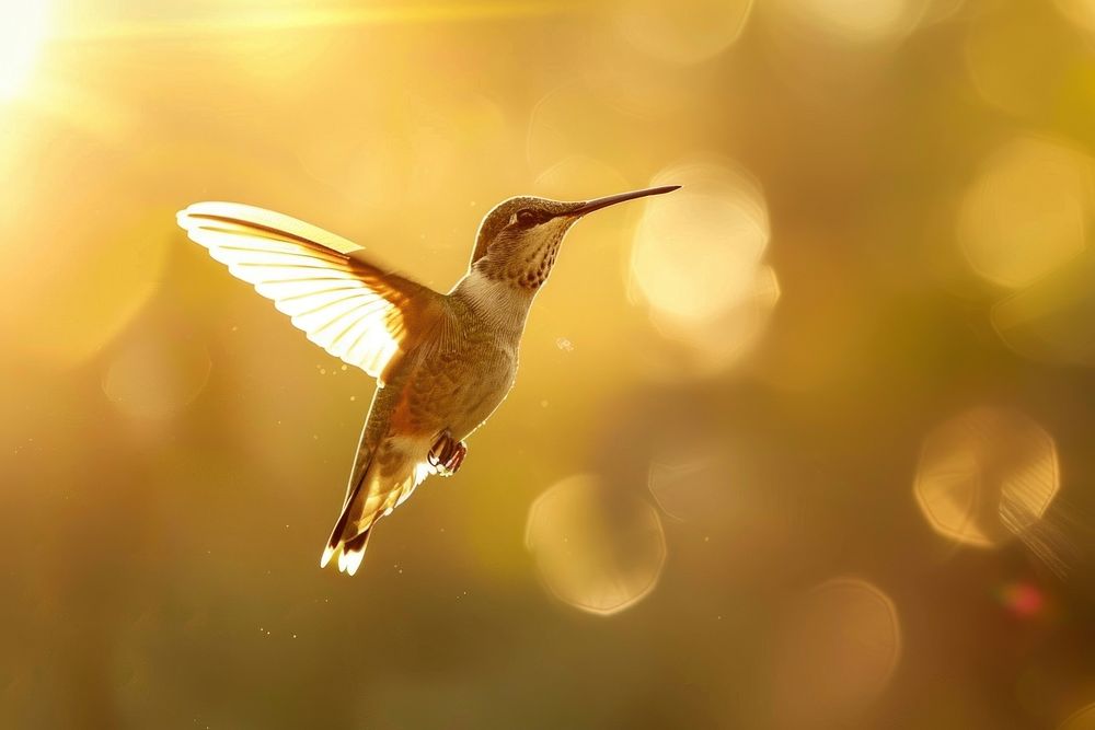 Hummingbird flying animal beak.