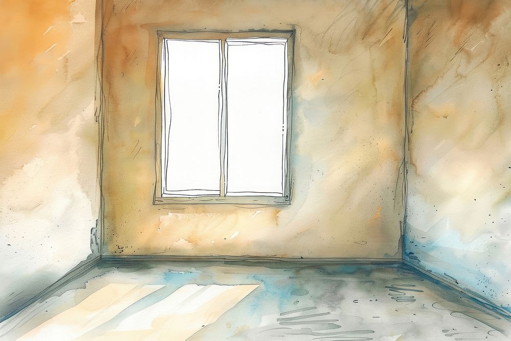 Empty room window art painting.