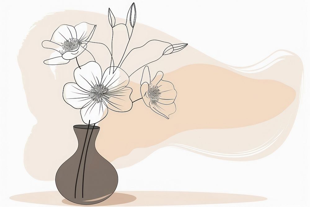 Flower in a vase art illustrated graphics.