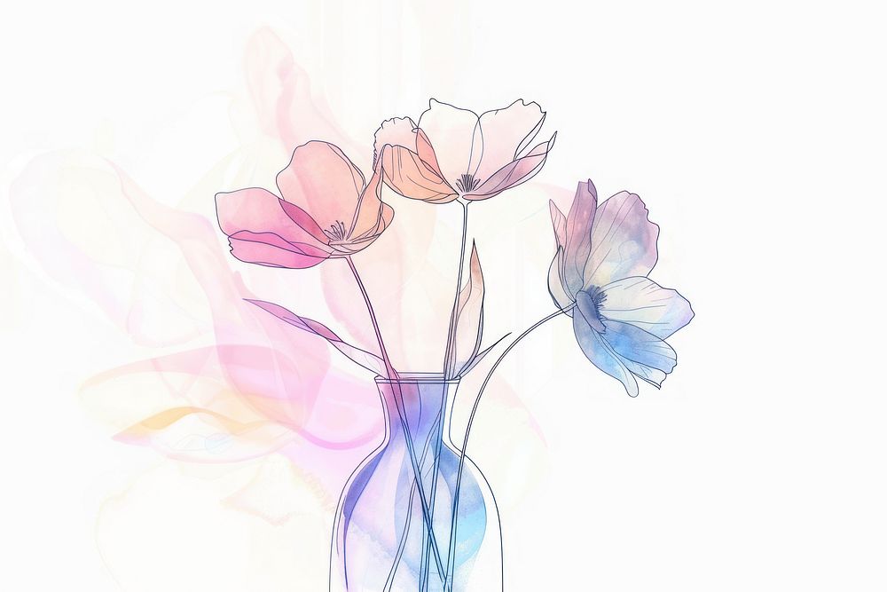 Flower in a vase art illustrated graphics.