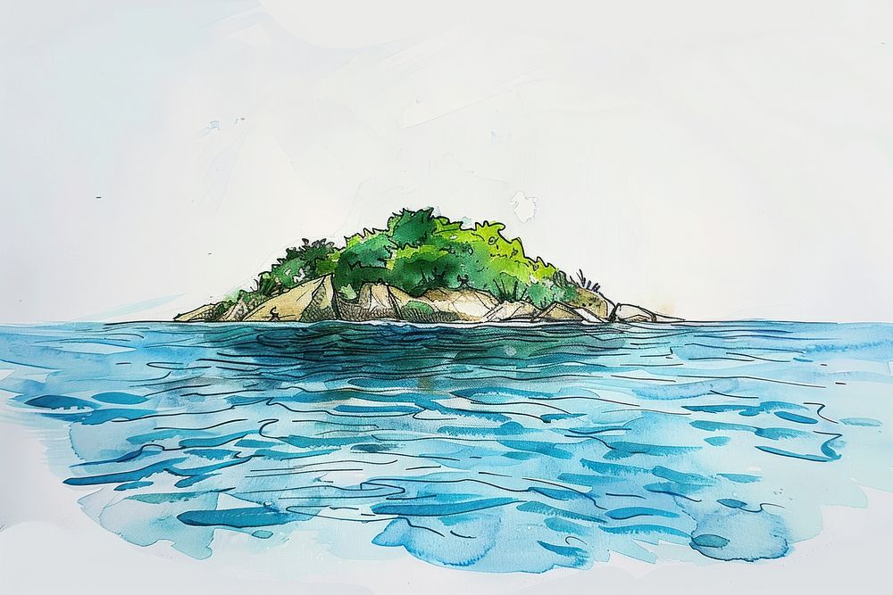 Island ocean water art.