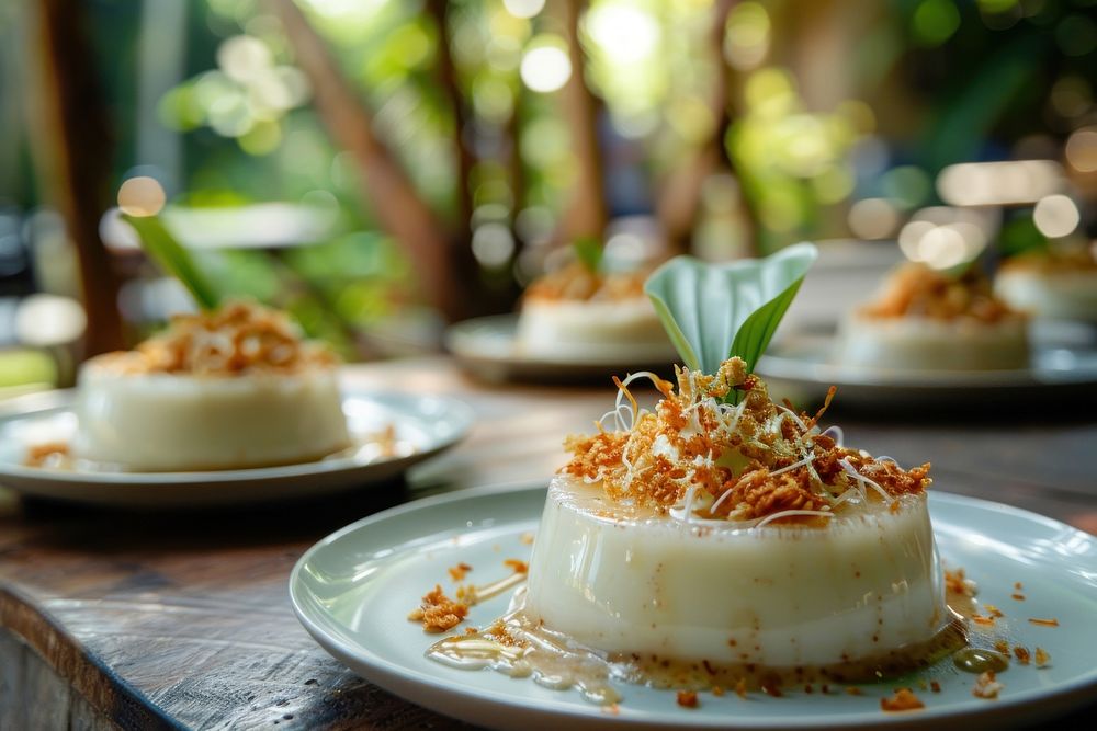 Thai dessert food plate food presentation.