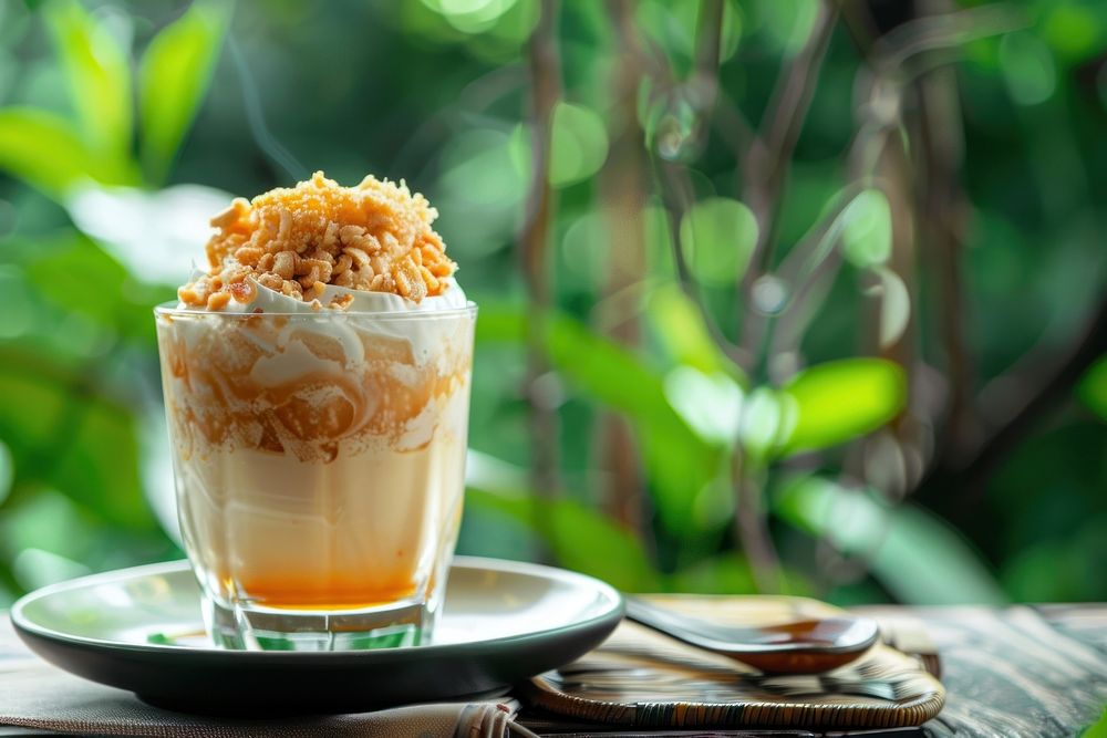 Thai dessert food beverage mousse.