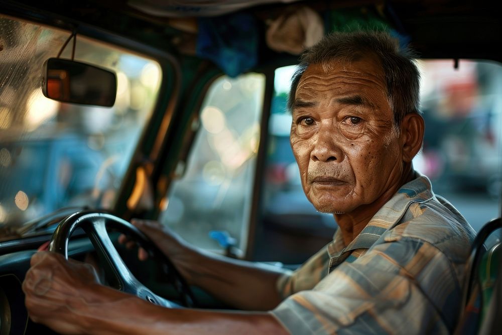 Thai driving car transportation vehicle person.