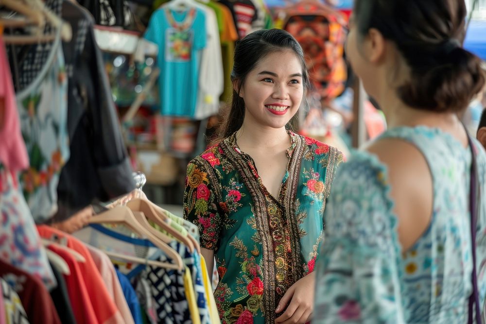 Thai young woman merchant clothing shopping apparel.