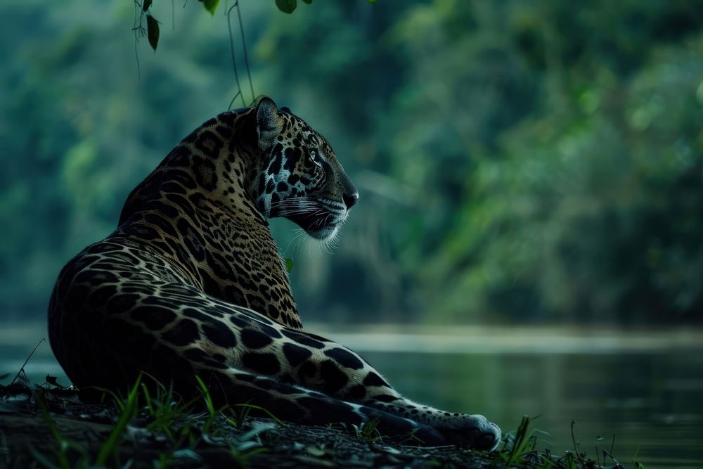 Wild animals in Amazon rainforest wildlife outdoors panther.