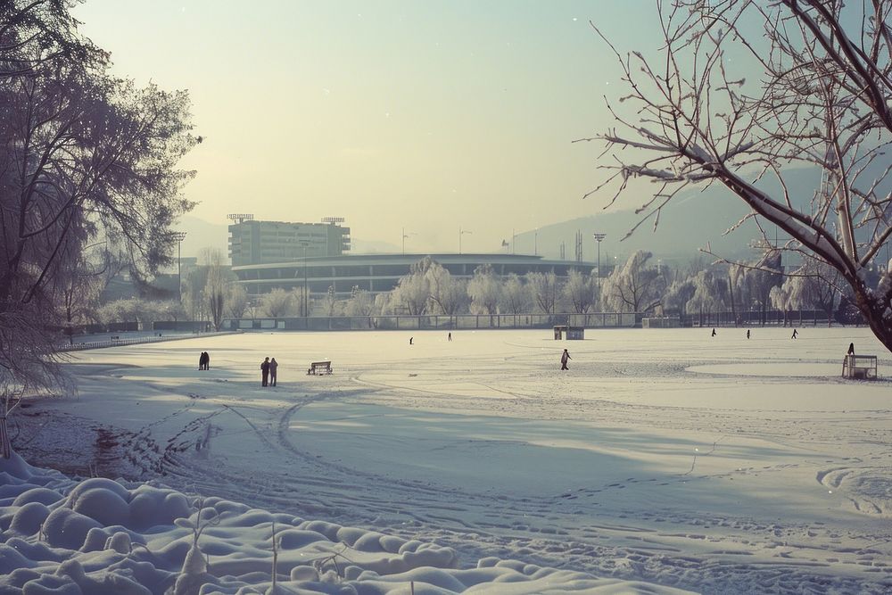 National stadium landscape in winter furniture outdoors weather.