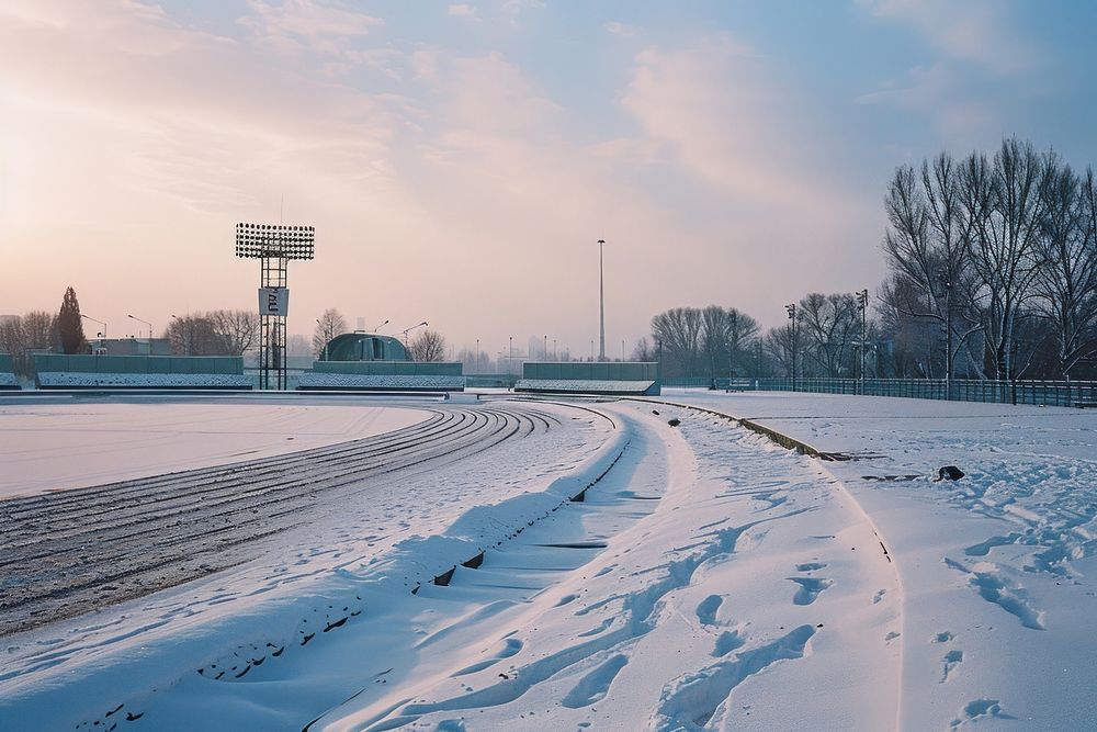 National stadium landscape in winter outdoors scenery weather.