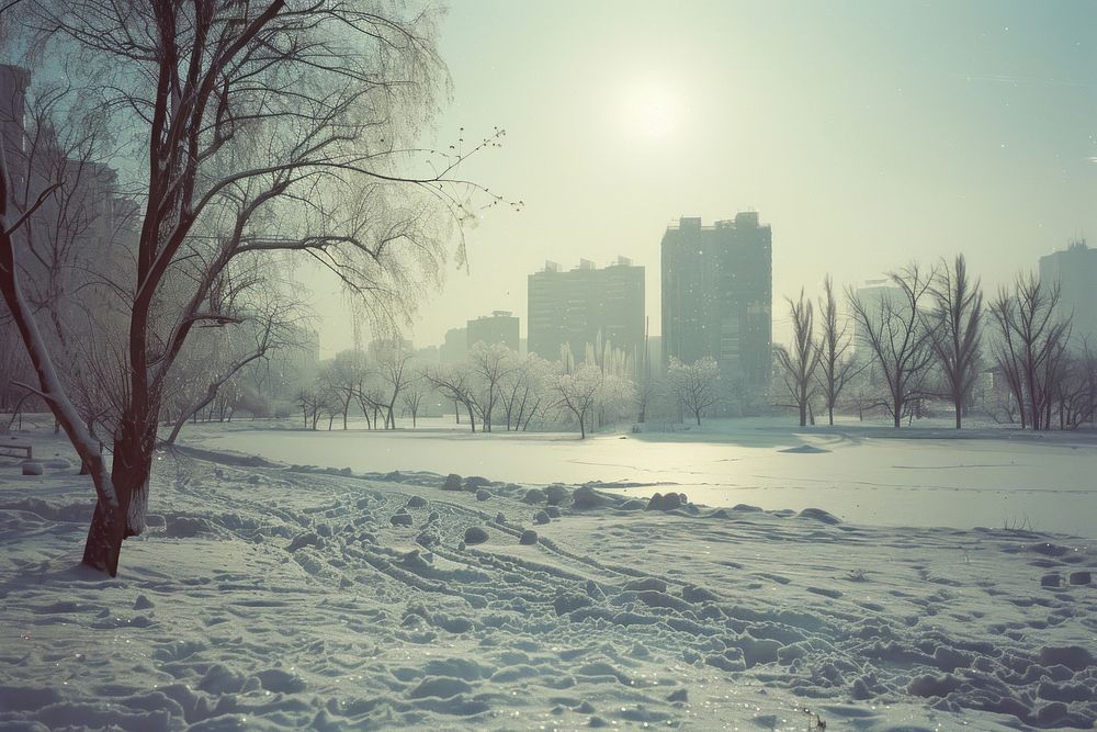 City landscape in winter outdoors weather scenery.