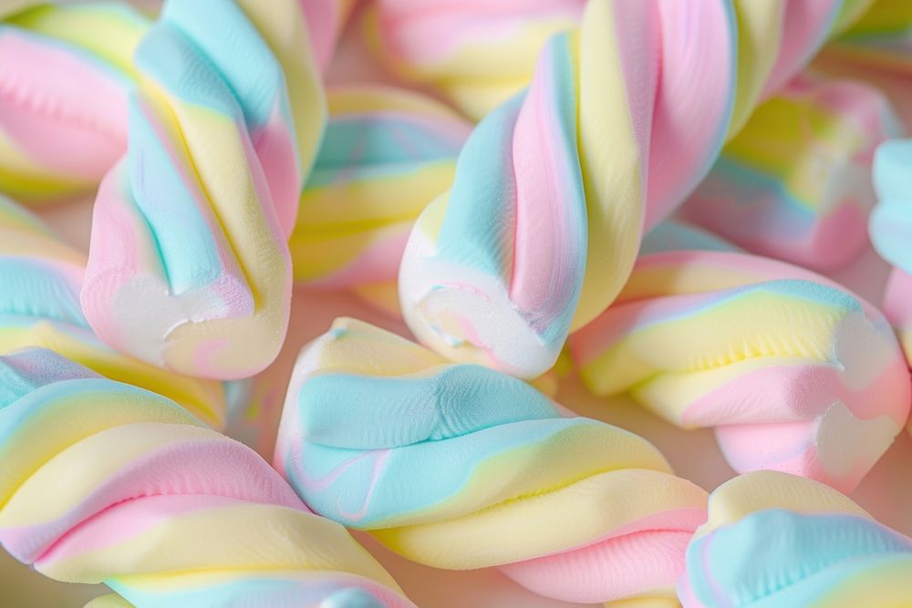Closeup of a pile of spiraled confectionery sweets candy.