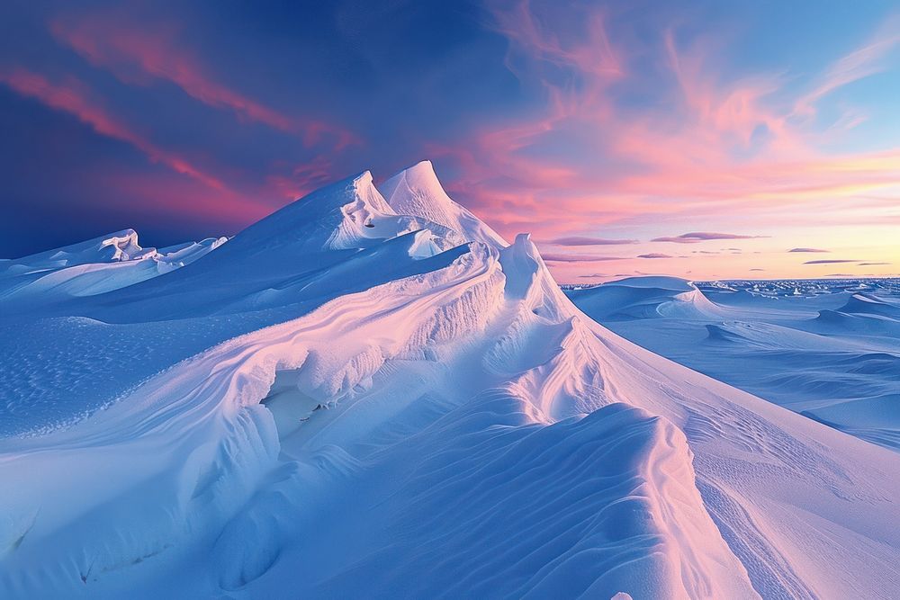 Ice dunes landscape panoramic outdoors.