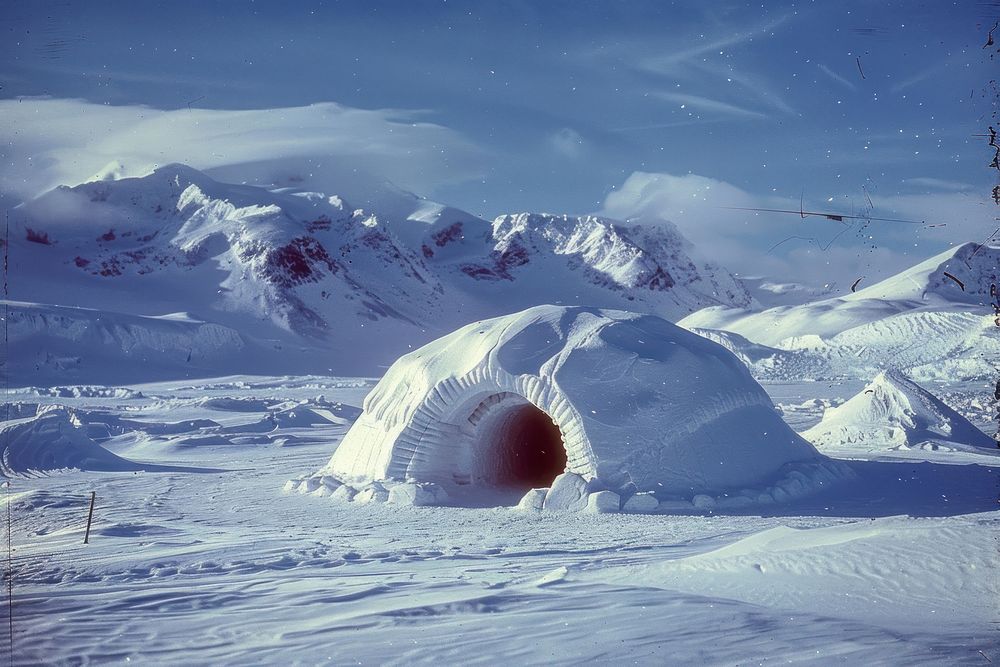 Igloo in greenland landscape winter igloo outdoors nature.