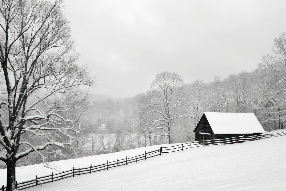 Landscape winter farm architecture countryside outdoors.