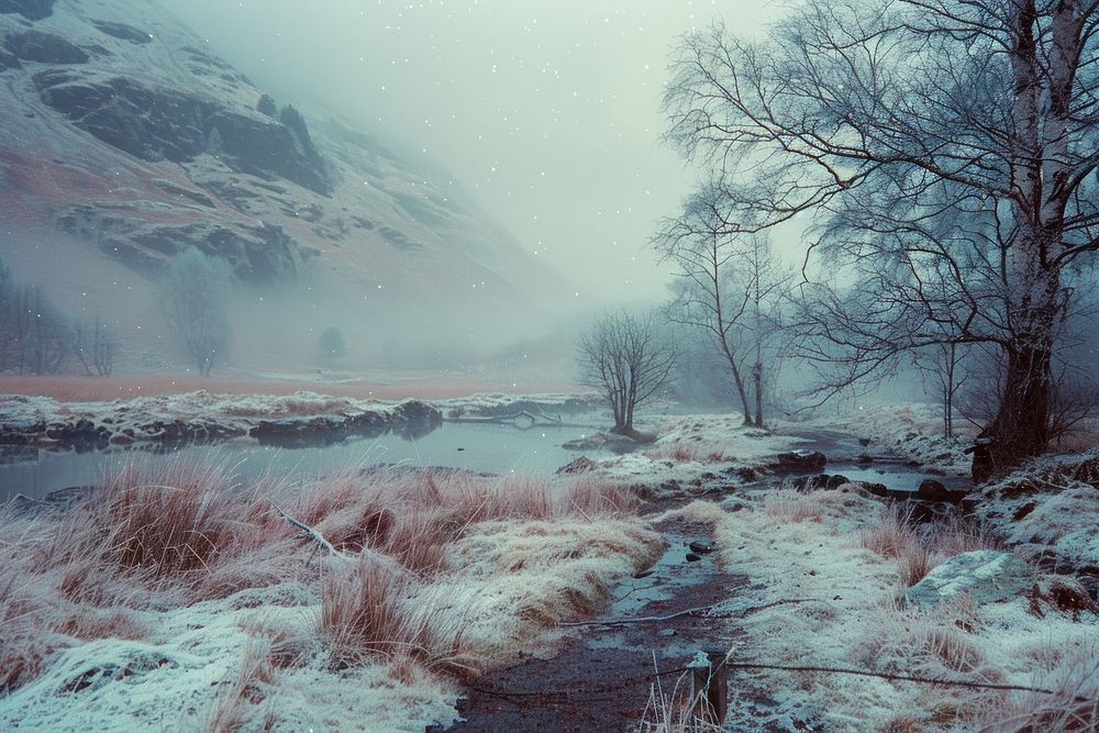 Scotland landscape in winter outdoors weather scenery.