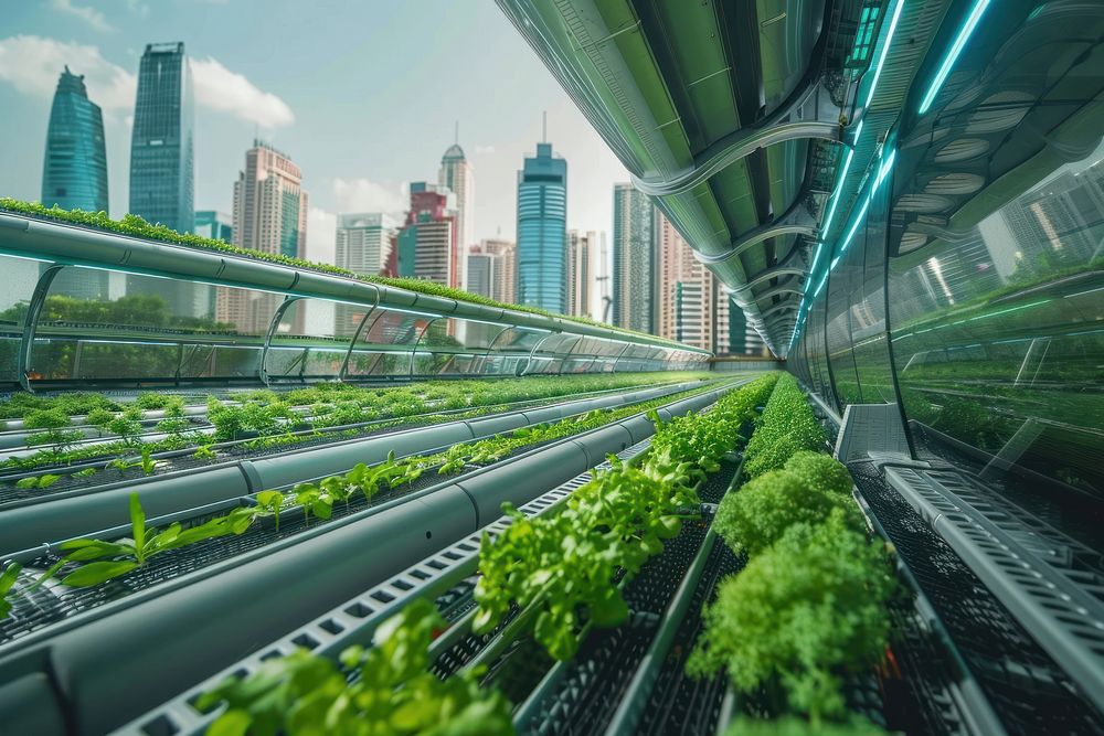 Smart agriculture architecture metropolis cityscape.
