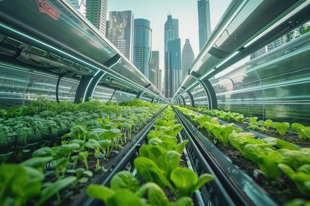 Smart agriculture transportation architecture cityscape.