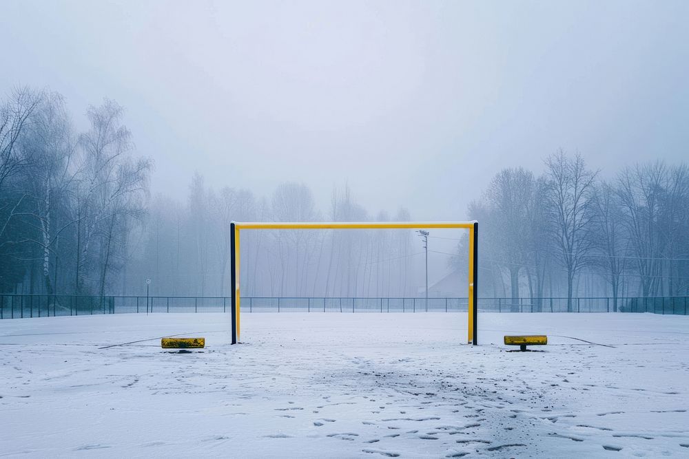 Sport field landscape winter ground.