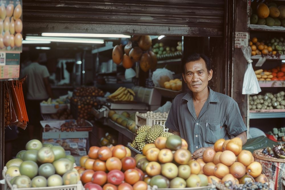 Thai merchant market fruit pineapple.