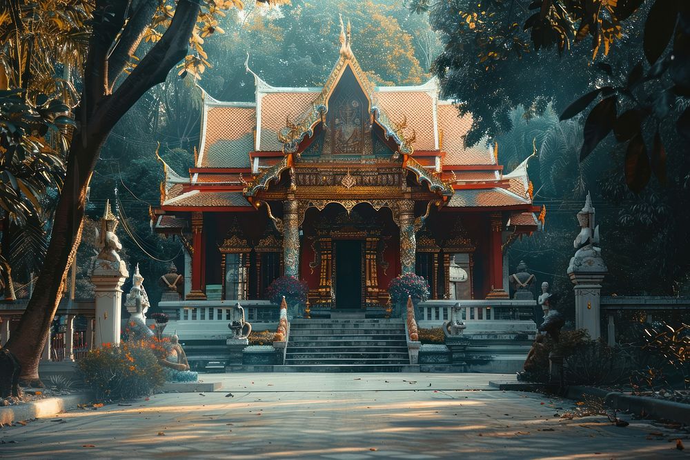 Thai temple architecture building worship.