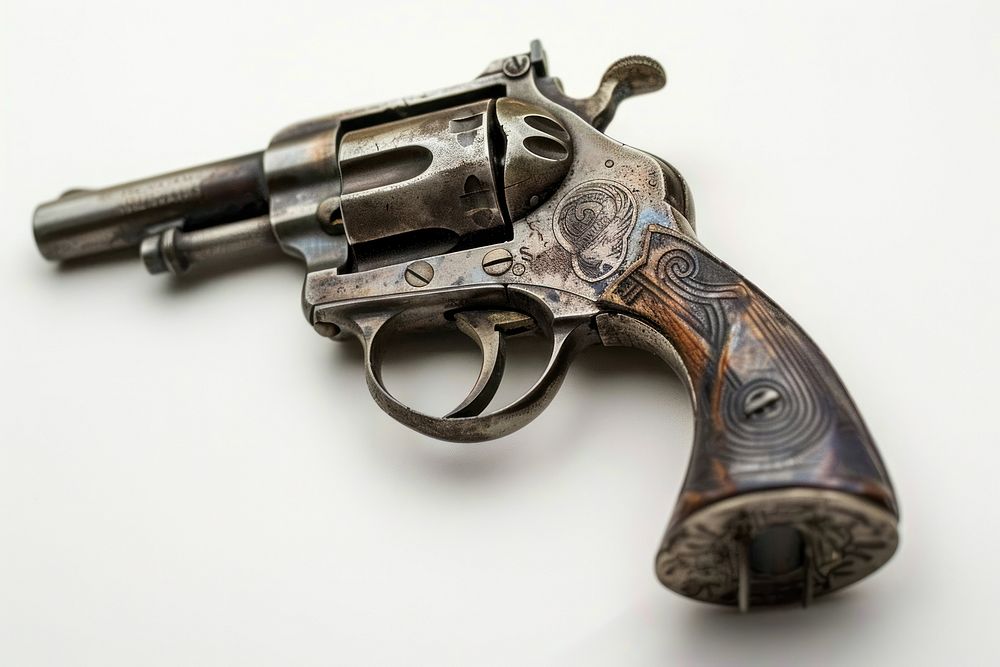 Vintage gun weaponry firearm handgun.