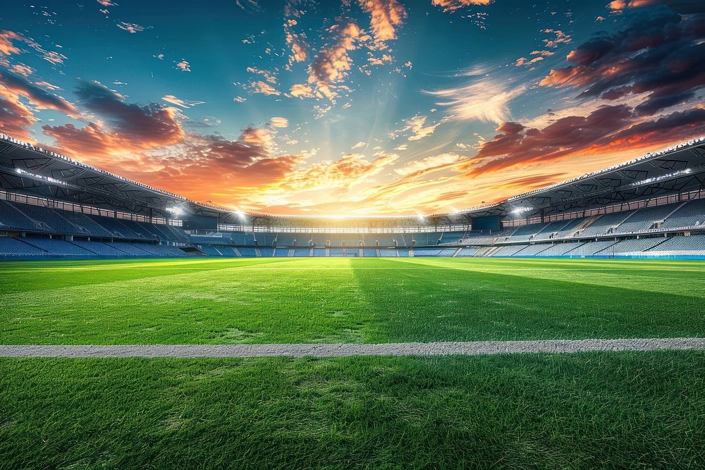 Photo of an empty football stadium outdoors cricket sports.