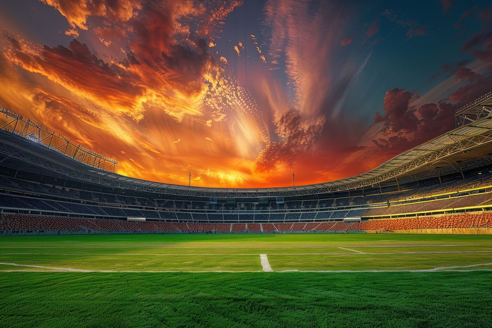 Photo of an empty football stadium cricket sports field.